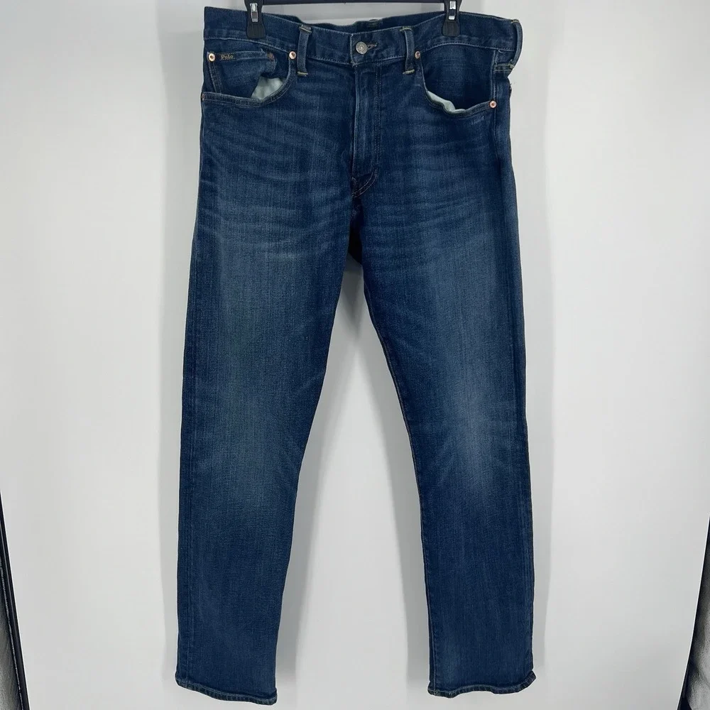 Men's Ralph Lauren 36x34 Hampton Straight Relaxed Jeans VGUC Medium Wash POLO
